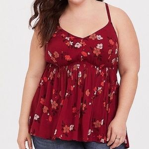 Torrid Red Floral Cami w/ Zipper Back | 2X